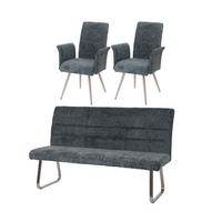 ESSZIMMER-SET Blau 3er-Set - Blau, Textil (180/99/65cm) - MCW