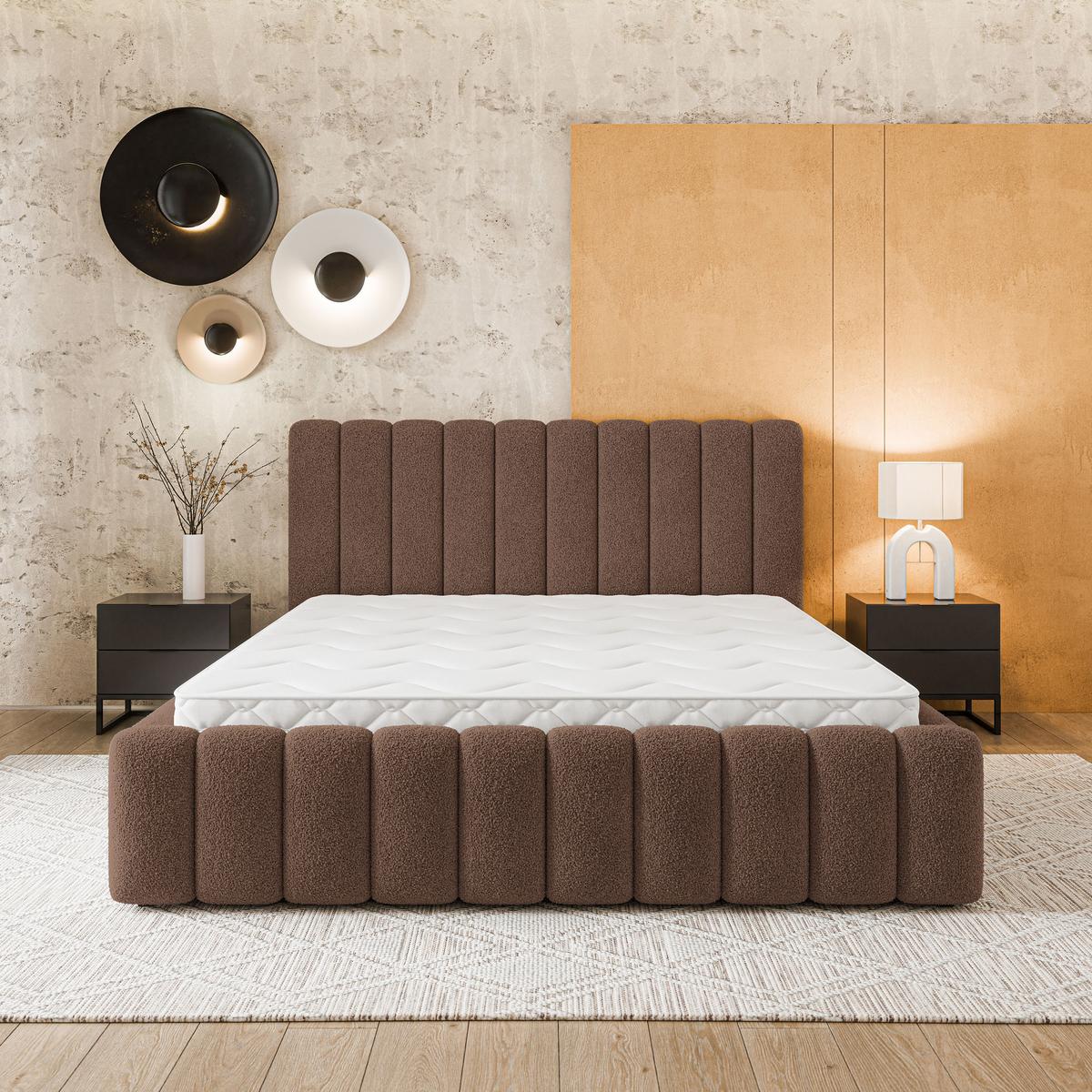 POLSTERBETT DINESE Q 140x200 cm mit Bettkästen - Braun - Braun, Holz (140/200cm) - MASSENO