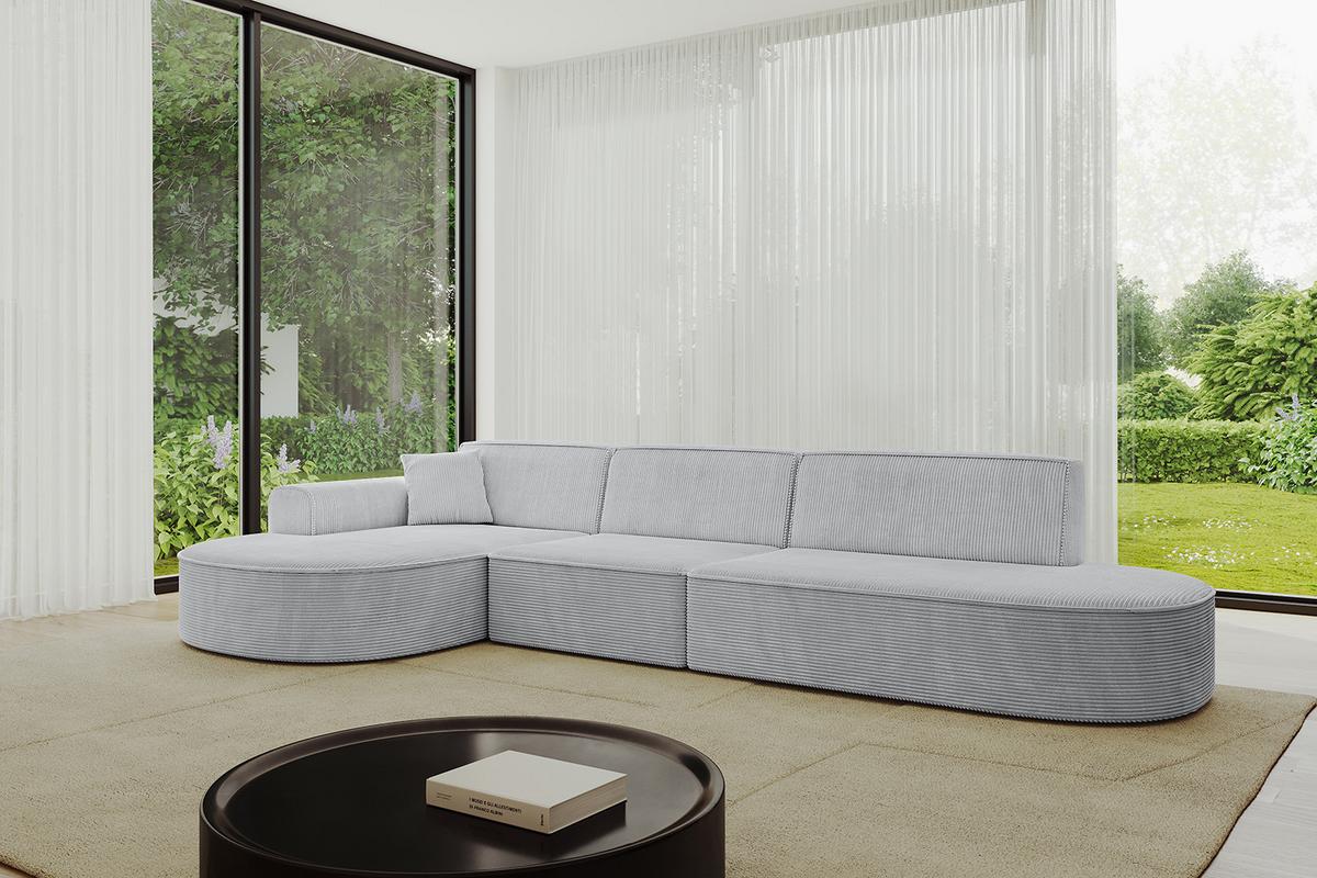 ECKSOFA Ottomane Links MARI-L2 - 328x171x79 cm Grau Cord - Schwarz/Grau, Holzwerkstoff/Kunststoff (171/321cm) - ALTDECOR