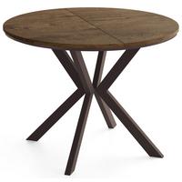 ESSTISCH Valio rund oval ausziehbar verlängerbar mit braunen Metallbeinen, Eiche Braun Rustikal 100-140/100/76 cm - Alteiche/Braun, Holzwerkstoff/Metall (100/140/76cm) - WFL GROUP