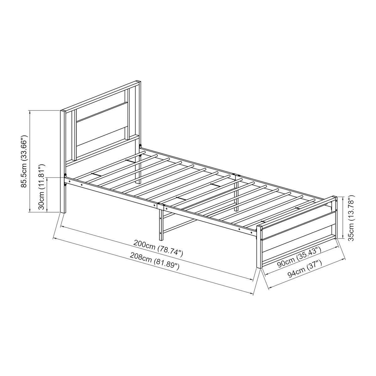 METALLBETT Villach - Schwarz, Metall (90/200cm) - [en.casa]