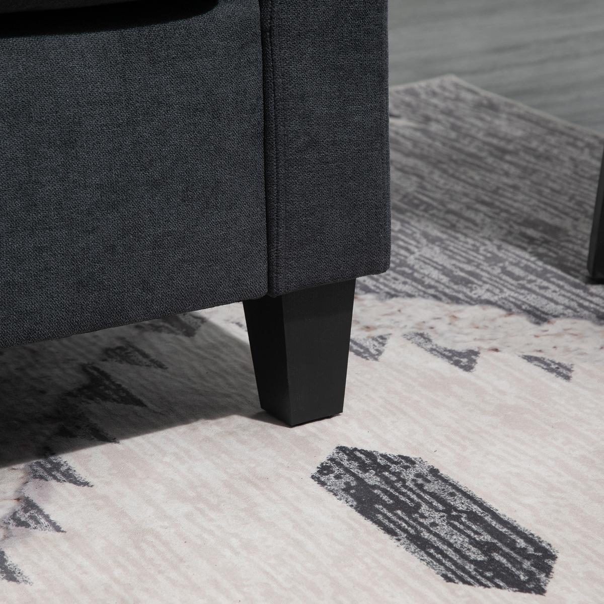ECKSOFA L-Form Couchgarnitur mit wendbarer Chaiselongue Dunkelgrau - Dunkelgrau/Schwarz, Kunststoff/Textil (139/197cm) - HOMCOM