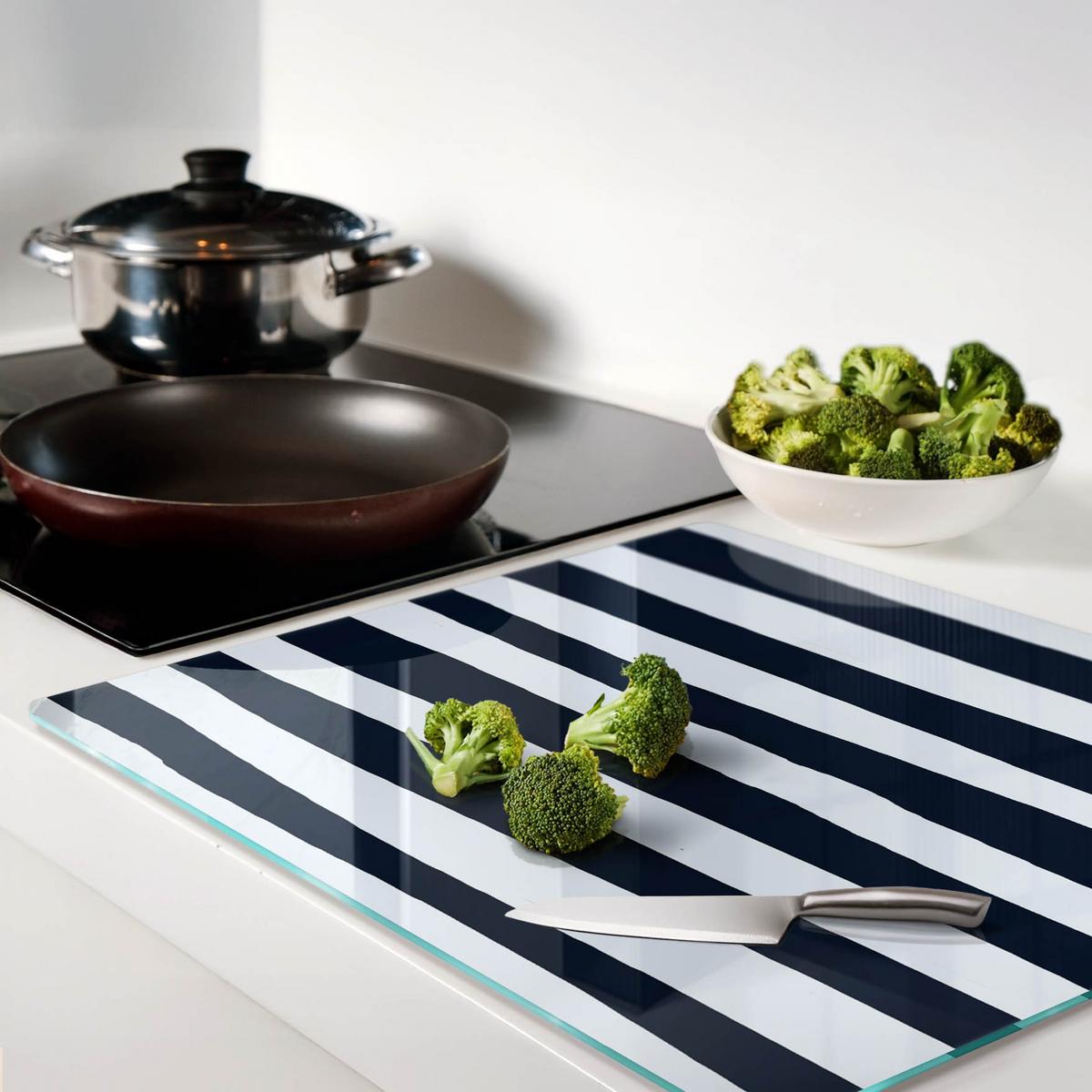 GLASPLATTE 60x52 cm Streifen - Schwarz, Glas (60/0.4/52cm) - TULUP