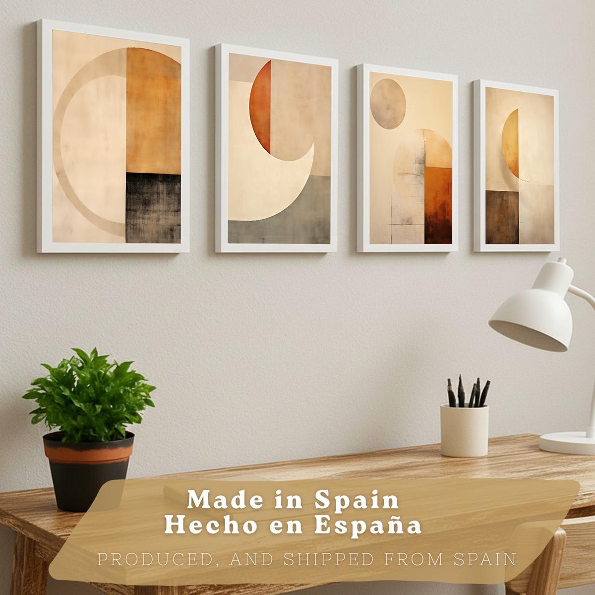 POSTER Set of 2 Beige Abstract Shape Wall Art Modern Living Room Bedroom Kitchen Bathroom Decor Weißer Rahmen A3 - Weiß, Papier (29.7/1/42cm) - Nacnic