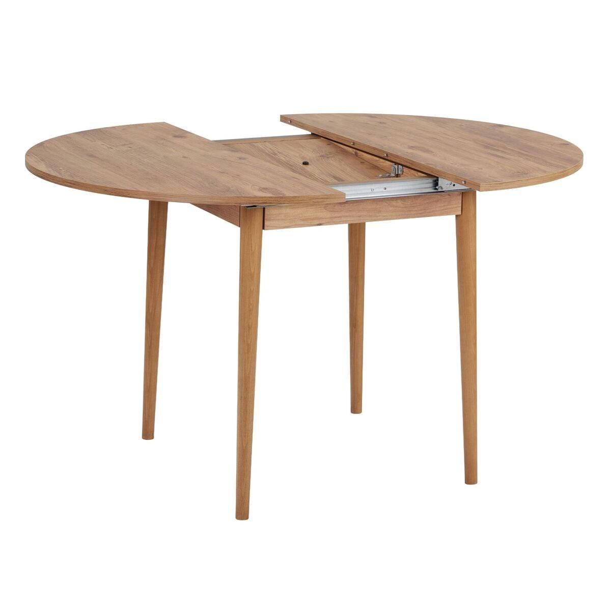ESSTISCH ausziehbarer von 100 bis 131 cm mit runder Tischplatte 100/100/75 cm - Kieferfarben, Holzwerkstoff (111/100/75cm) - Calicosy