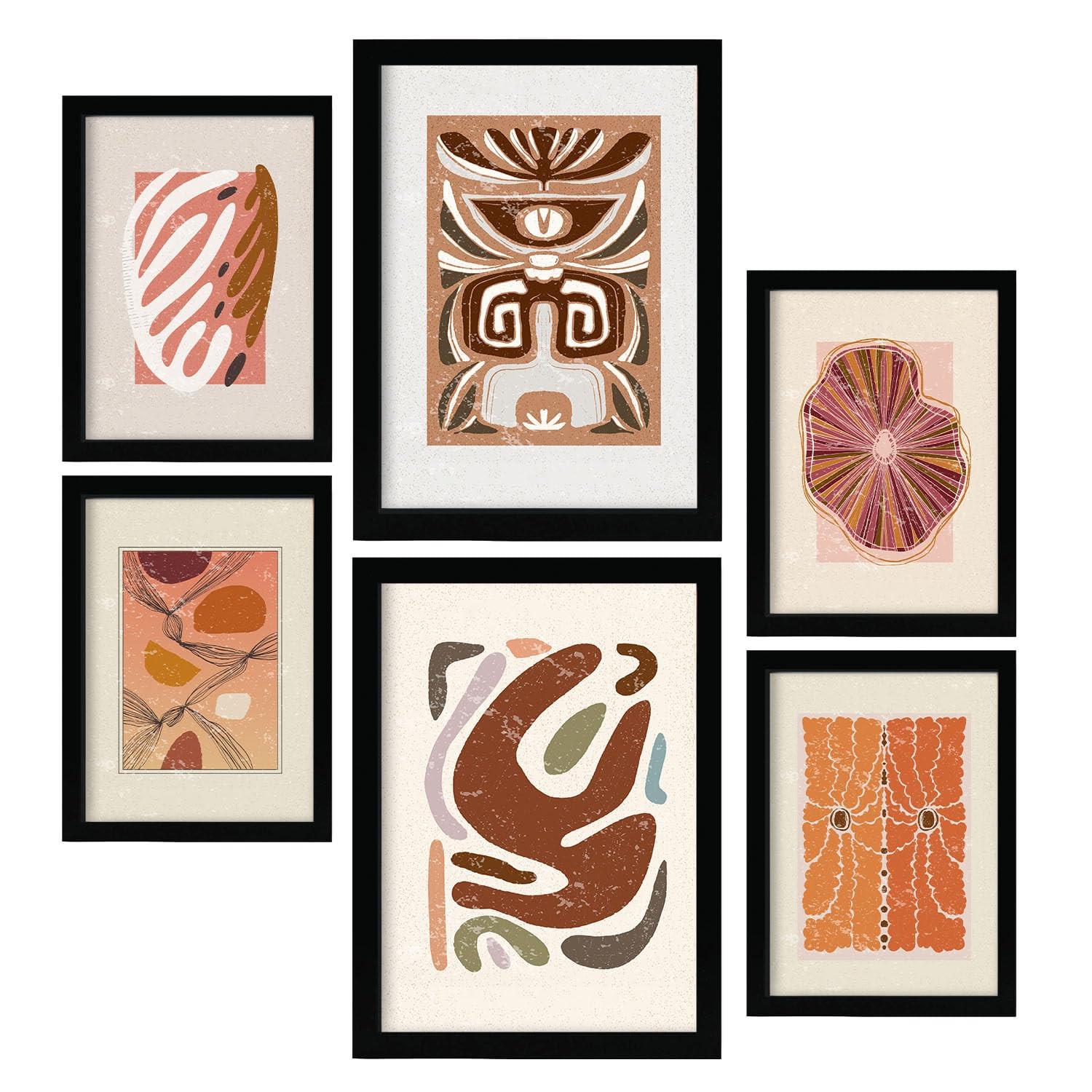 POSTER Set Mit 6 Rustikalen In Ethnischen Stil A3 & A4 Rahmenlos - Klar, Papier (29/3cm) - Nacnic