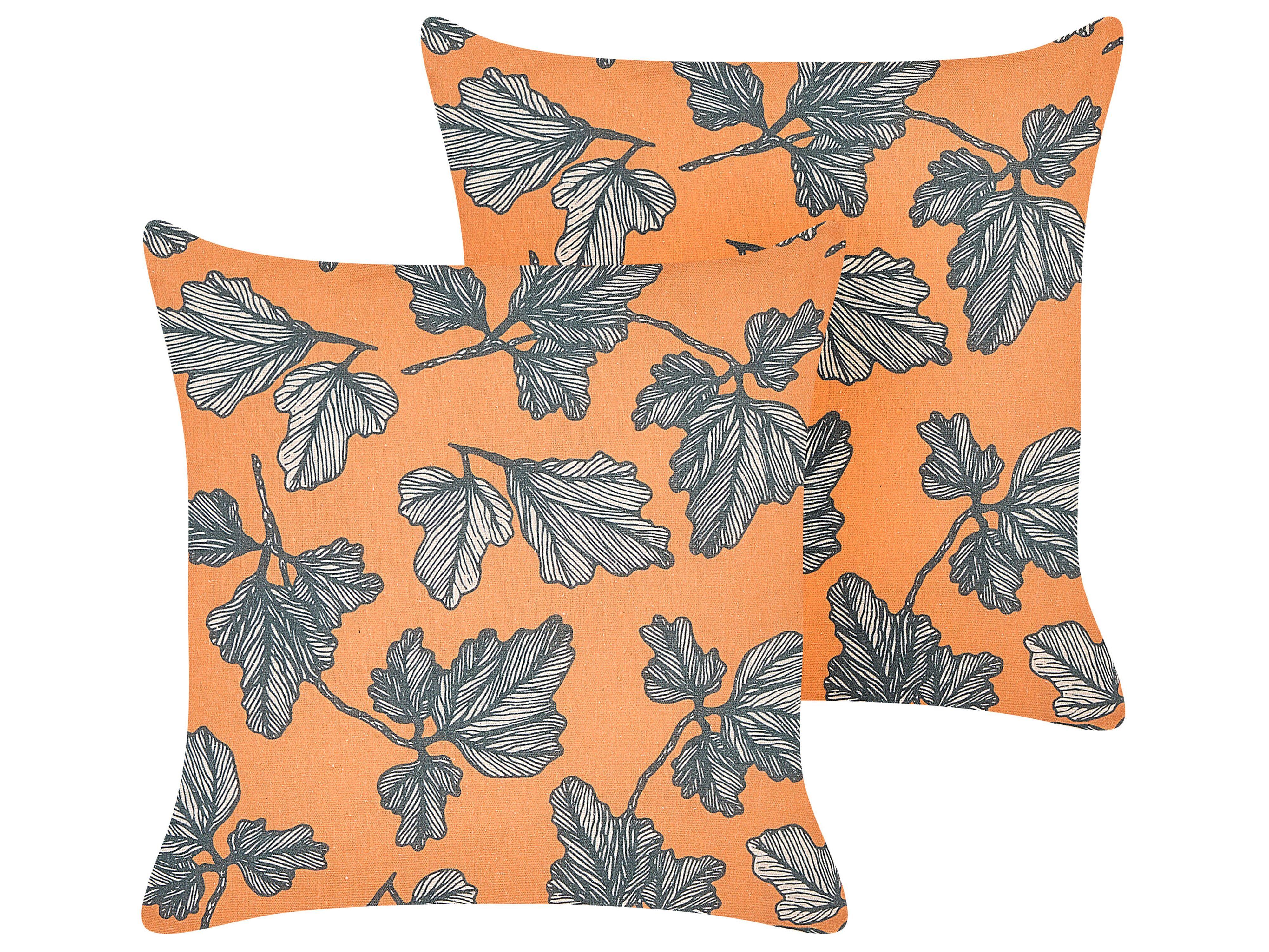 DEKOKISSEN 2er-Set Orange 45/45 cm Spirea - Orange, Textil (45/45cm) - Beliani