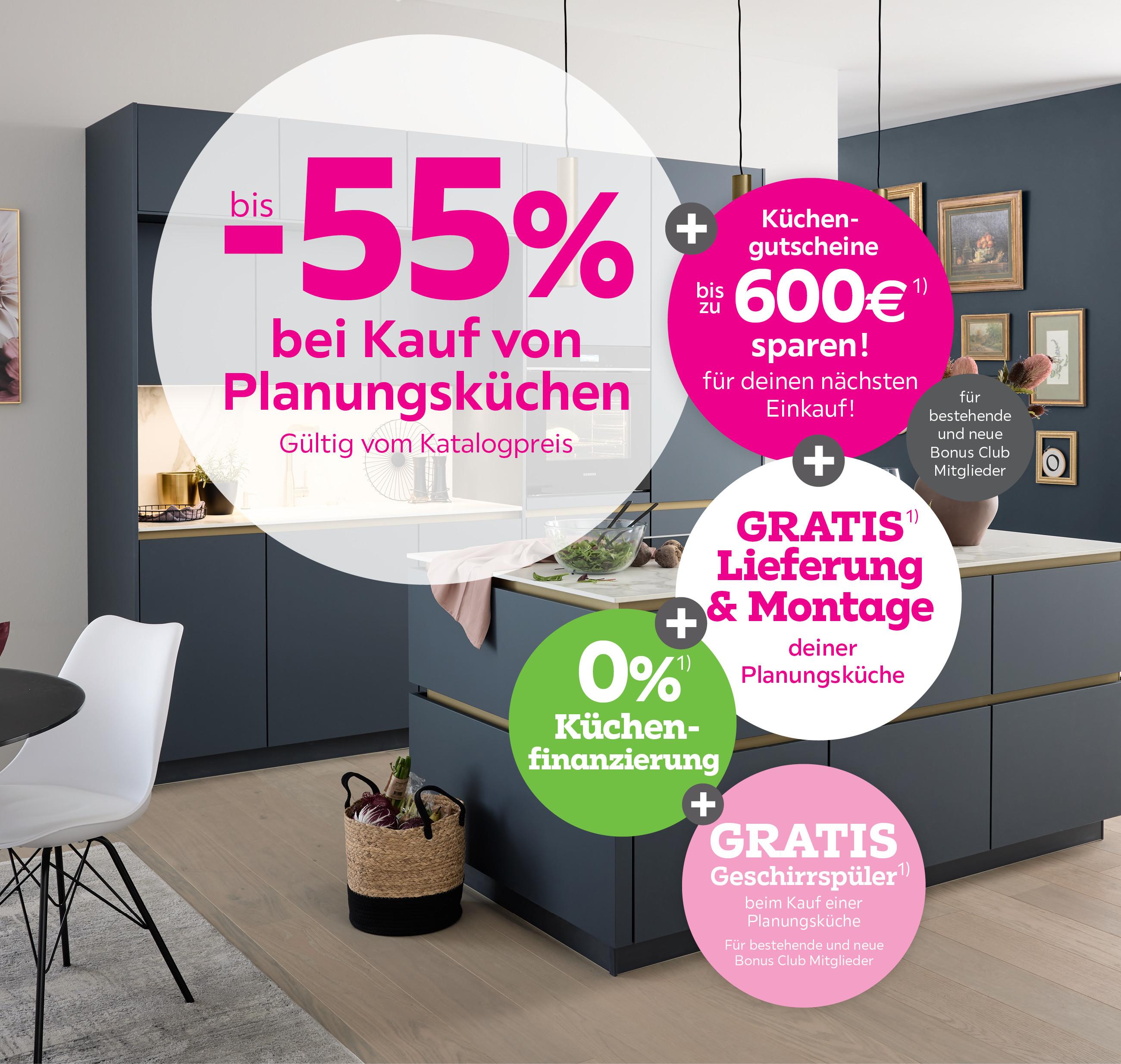bis -55% bei Kauf von Planungsküchen