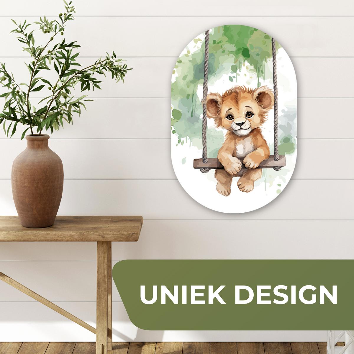 WANDBILD Löwe - Tier - Kinder - Dschungel Deko Wohnzimmer 40x60 cm - Hellbraun, Kunststoff (40/60cm) - MuchoWow