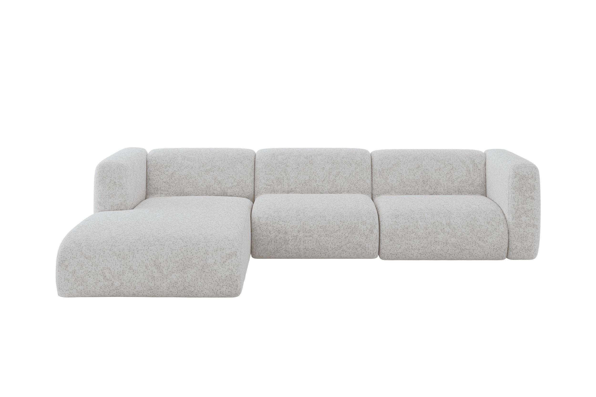 ECKSOFA Ottomane Links MIRA-L2 318x179x89 Grau Velours - Schwarz/Grau, Holzwerkstoff/Kunststoff (318/179cm) - ALTDECOR
