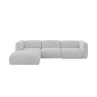 ECKSOFA Ottomane Links MIRA-L2 318x179x89 Grau Velours - Schwarz/Grau, Holzwerkstoff/Kunststoff (318/179cm) - ALTDECOR