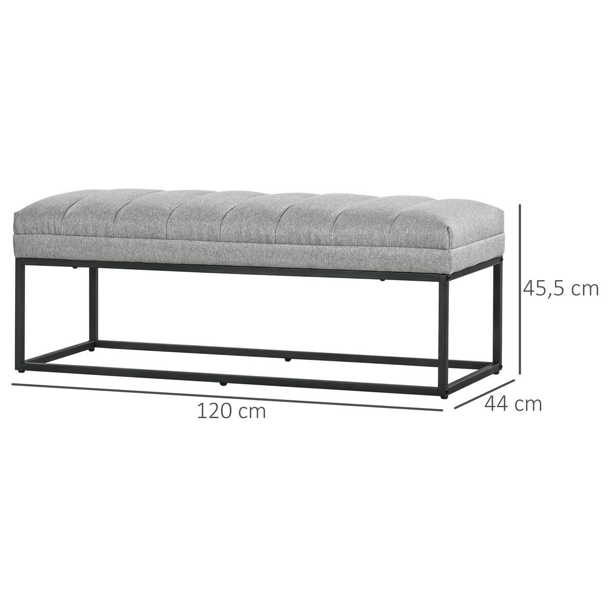 BETTBANK, für Wohnzimmer, bis 200 kg Belastbar, Stahl, Hellgrau - Hellgrau, Kunststoff (44/45.5/120cm) - HOMCOM
