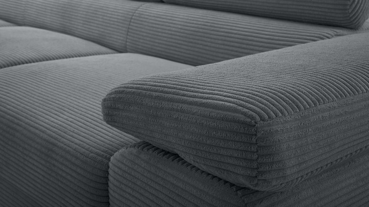 ECKSOFA L Form Arborio Dunkelgrau 280/203/90 cm Links mit Schlaffunktion - Dunkelgrau/Schwarz, Textil/Metall (203/280cm) - AX Living