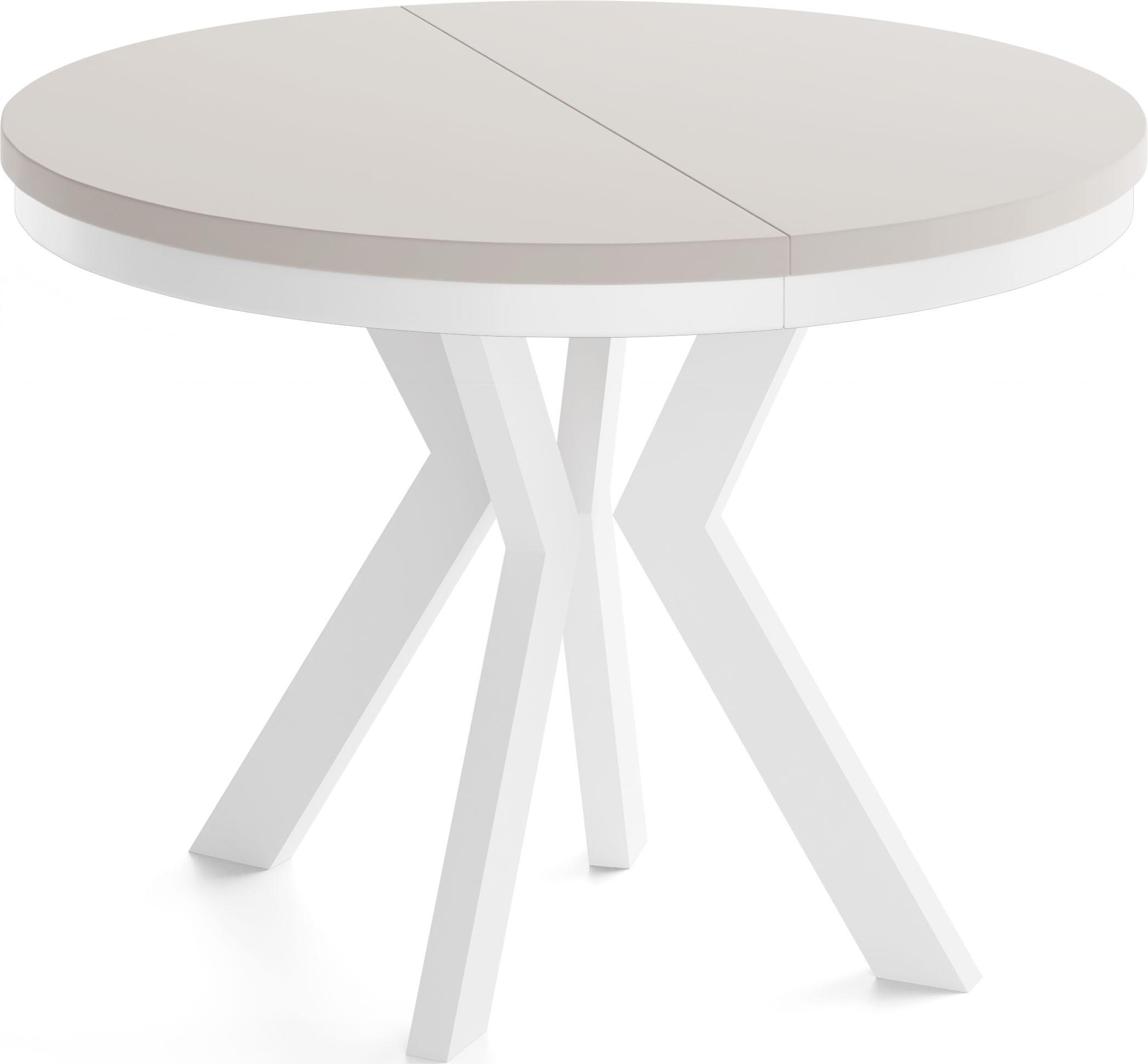 ESSTISCH Savio Weiß Neo rund ausziehbar verlängerbar XXL, Kaschmir 100-300/100/77 cm - Kaschmir/Beige, Holz/Holzwerkstoff (100/300/77cm) - WFL GROUP
