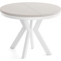 ESSTISCH Savio Weiß Neo rund ausziehbar verlängerbar XXL, Kaschmir 100-200/100/77 cm - Kaschmir/Beige, Holz/Holzwerkstoff (100/200/77cm) - WFL GROUP