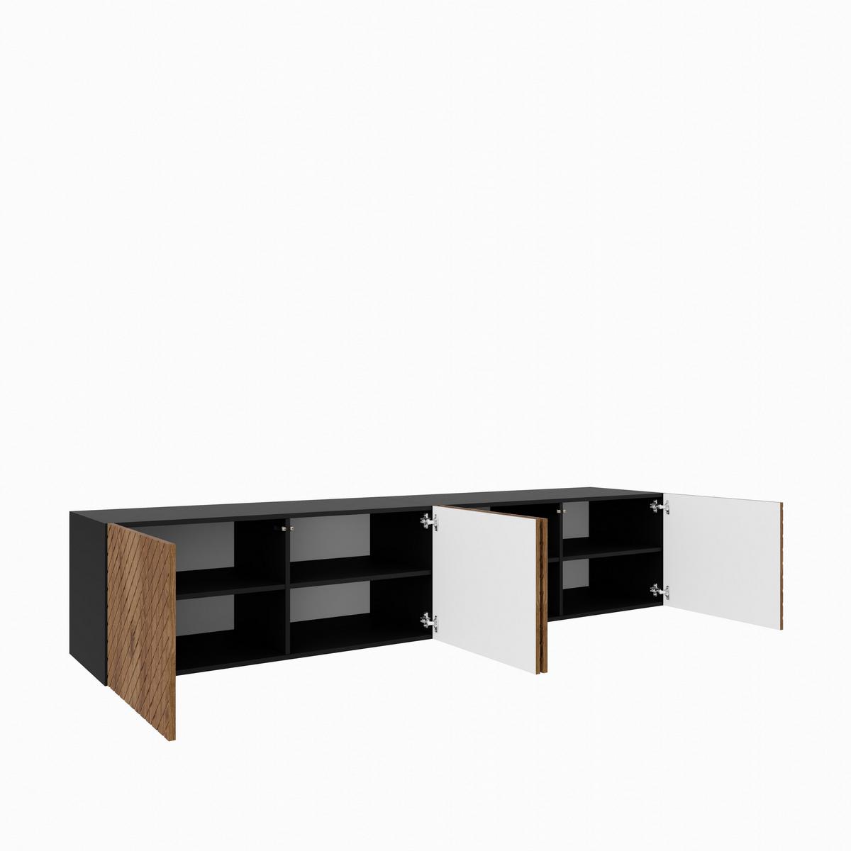 LOWBOARD CAVA 200/41/40 cm, Hängender TV-Schrank Schwarz / Eichefarben - Eichefarben/Schwarz, Holzwerkstoff (200/41/40cm) - MASSENO