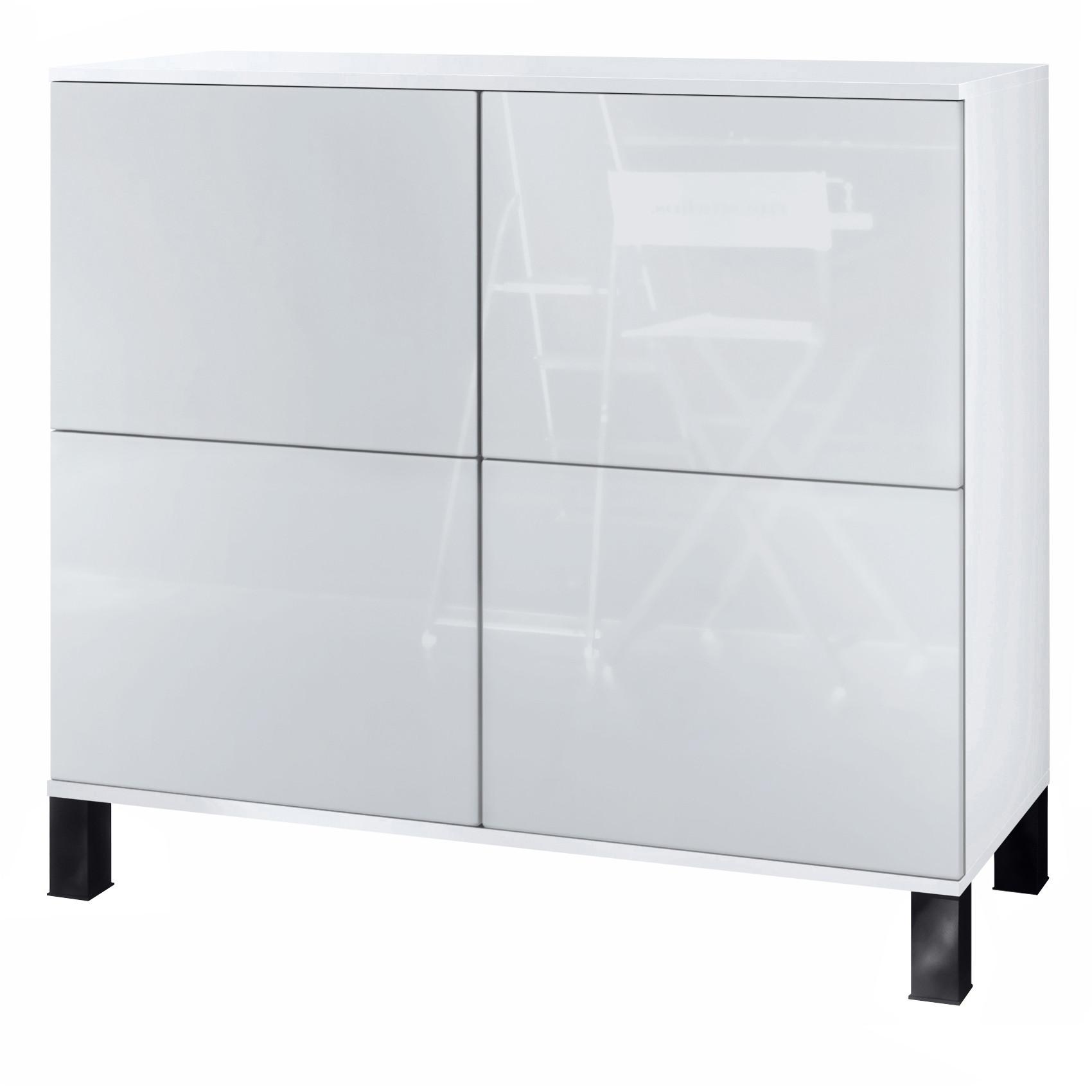 KOMMODE Rova Weiß Hochglanz - Weiß Hochglanz, Holzwerkstoff (92.5/84.5/35cm) - Vladon