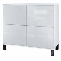 KOMMODE Rova Weiß Hochglanz - Weiß Hochglanz, Holzwerkstoff (92.5/84.5/35cm) - Vladon