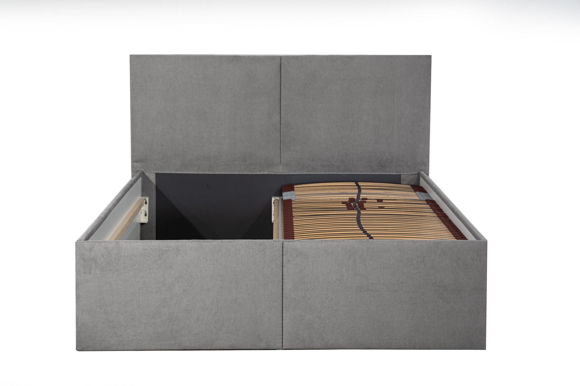 POLSTERBETT Milano Grau 180 x 200 x 32 cm Stauraum Ohne Matratze und Lattenrost - Grau, Holz (180/200cm) - Halmon Schlafkomfort Betten 