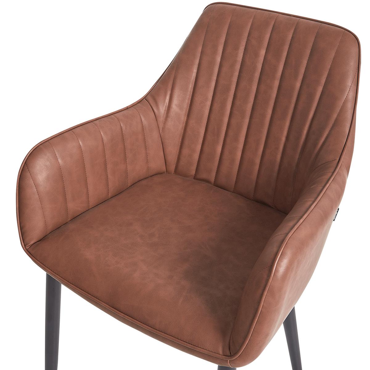 ESSZIMMERSTUHL 2er-Set Kunstleder Braun Wellston - Braun, Kunststoff (60/84/61cm) - Beliani