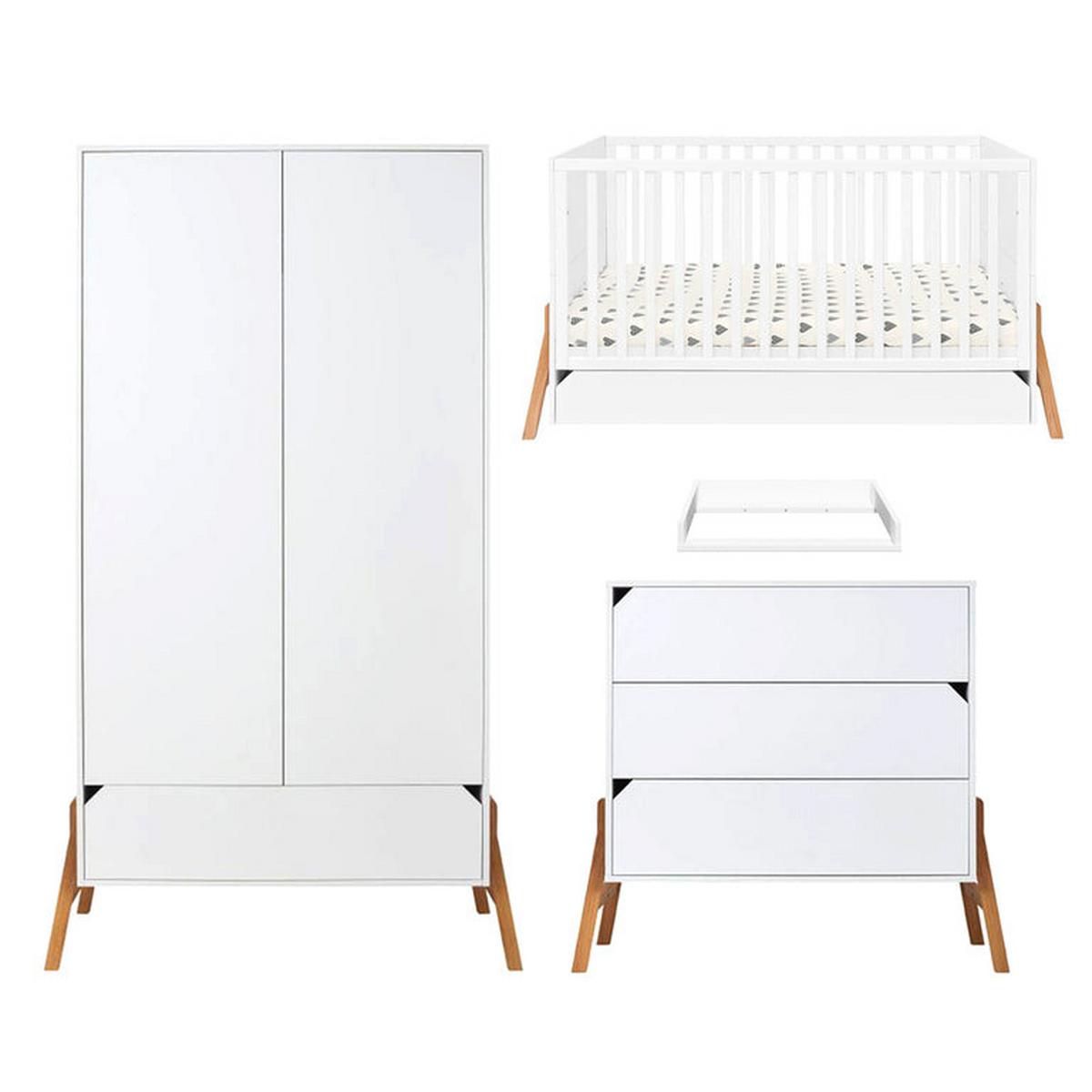 BABYZIMMER 3-teilig Weiß - Weiß, Holzwerkstoff (161/90/75cm) - Petits-meubles