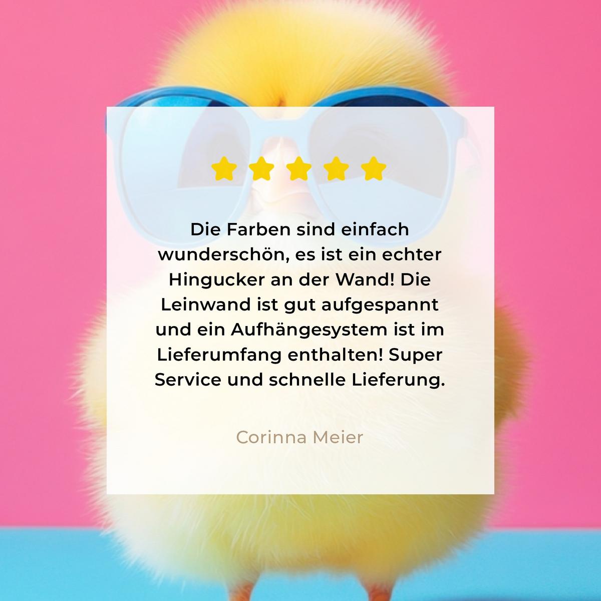LEINWANDBILD Chick - Sonnenbrille - Blau Gemälde 60x40 cm - Pink/Gelb, Textil (60/40cm) - MuchoWow