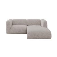 ECKSOFA Ottomane Rechts MIRA-L1 227x179x89 Hellgrau Velours - Hellgrau/Schwarz, Holzwerkstoff/Kunststoff (227/179cm) - ALTDECOR