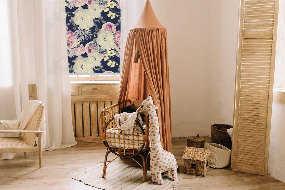 INNENROLLO - Fensterrollo - Rollo - 120x140 cm - Rosen - Weiß, Kunststoff (120/140/0.5cm) - TULUP
