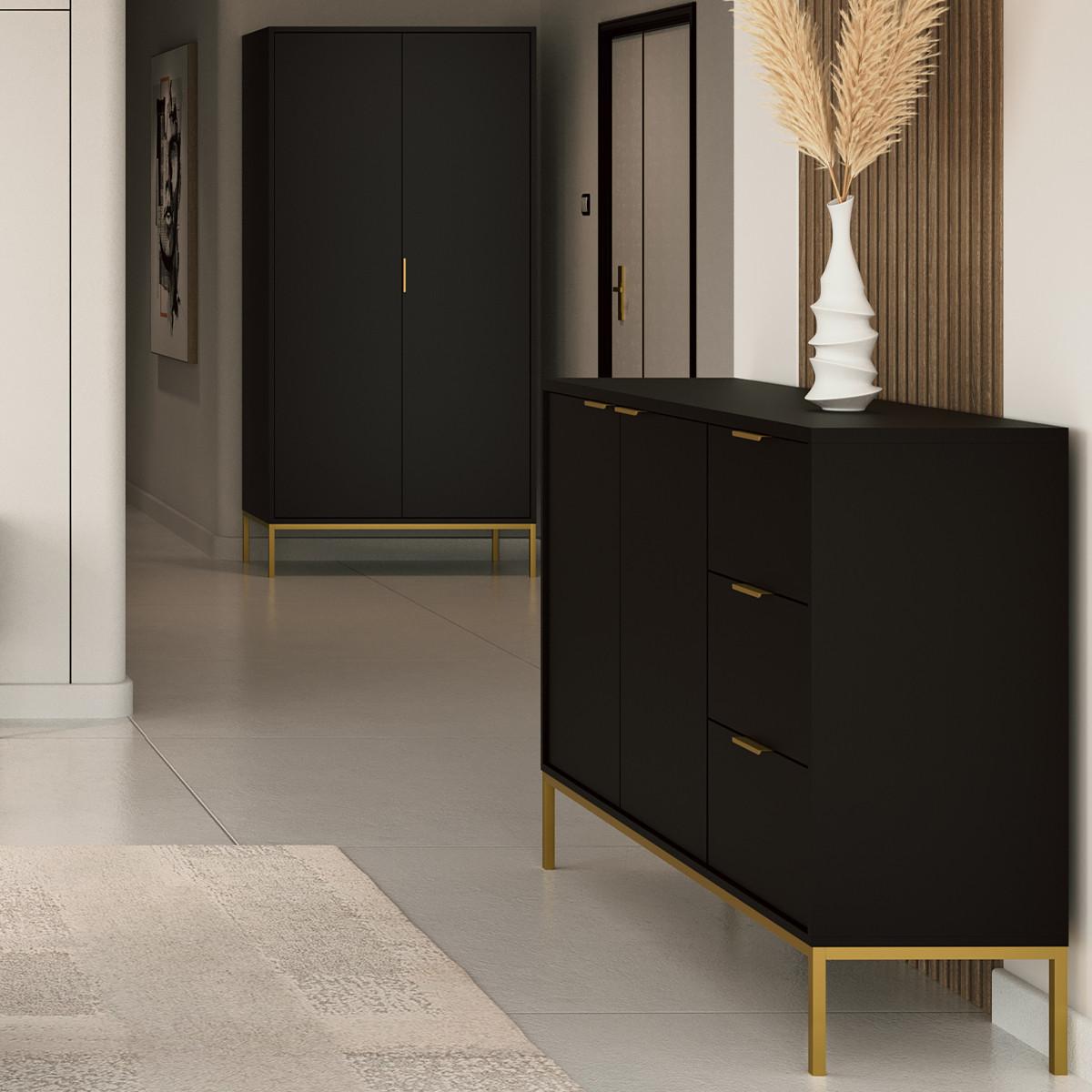 SCHRANK 2 Türen Seattle Schwarz - Schwarz, Holzwerkstoff (100/205.4/55cm) - Petits-meubles