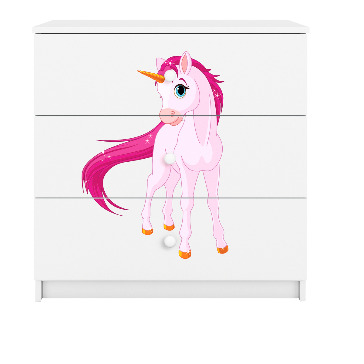 KOMMODE Babydreams Einhorn 81/81/41 - Weiß, Holzwerkstoff (81/81/41cm) - RAUMHIRSCH FURNITURE