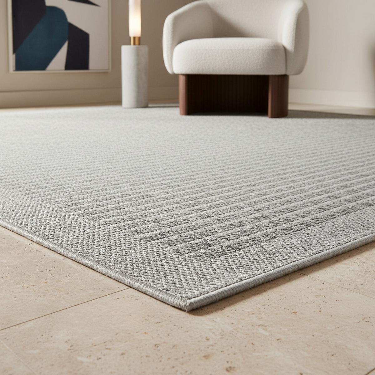 TEPPICH Outdoor DAFNE in Grau, einfarbig, 60 x 100 cm - Grau, Textil (100/60cm) - KADIMA DESIGN
