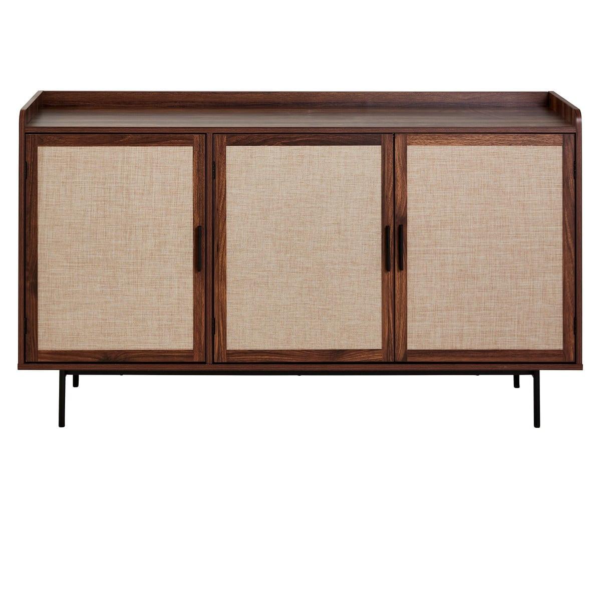 SIDEBOARD mit 3 Türen in Nussbaumdekor und Stofffronten 39,5/79/140 cm - Nussbaumfarben, Holzwerkstoff (39.5/79/46cm) - Calicosy