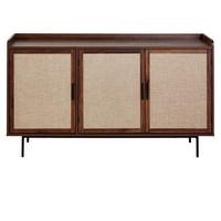 SIDEBOARD mit 3 Türen in Nussbaumdekor und Stofffronten 39,5/79/140 cm - Nussbaumfarben, Holzwerkstoff (39.5/79/46cm) - Calicosy