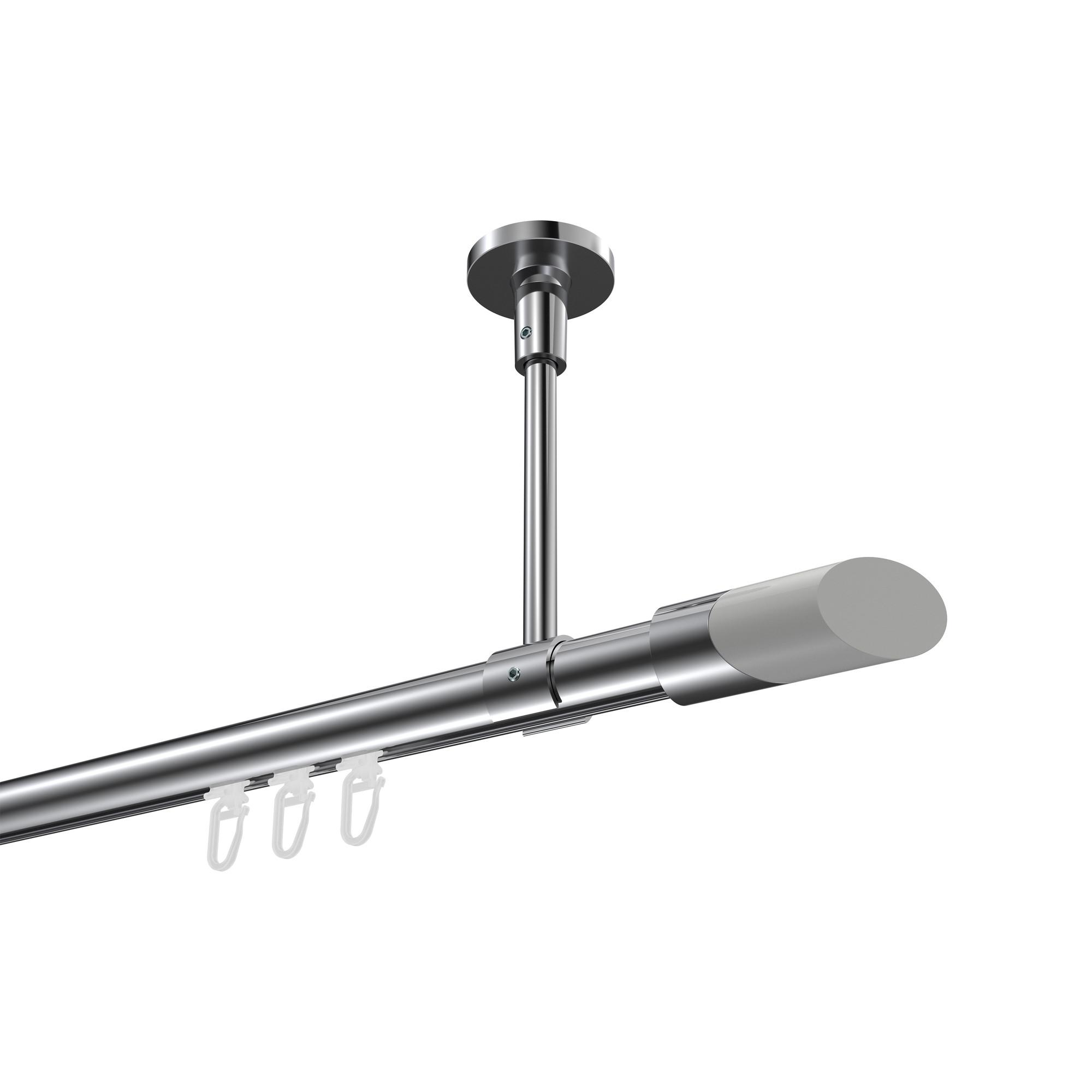 GARDINENSTANGE INNENLAUF Sonette Verano 540 cm (geteilt in 3 x 180 cm), 1-läufig, 20 mm Ø Chrom - Chromfarben/Weiß, Metall (540cm) - INTERDECO