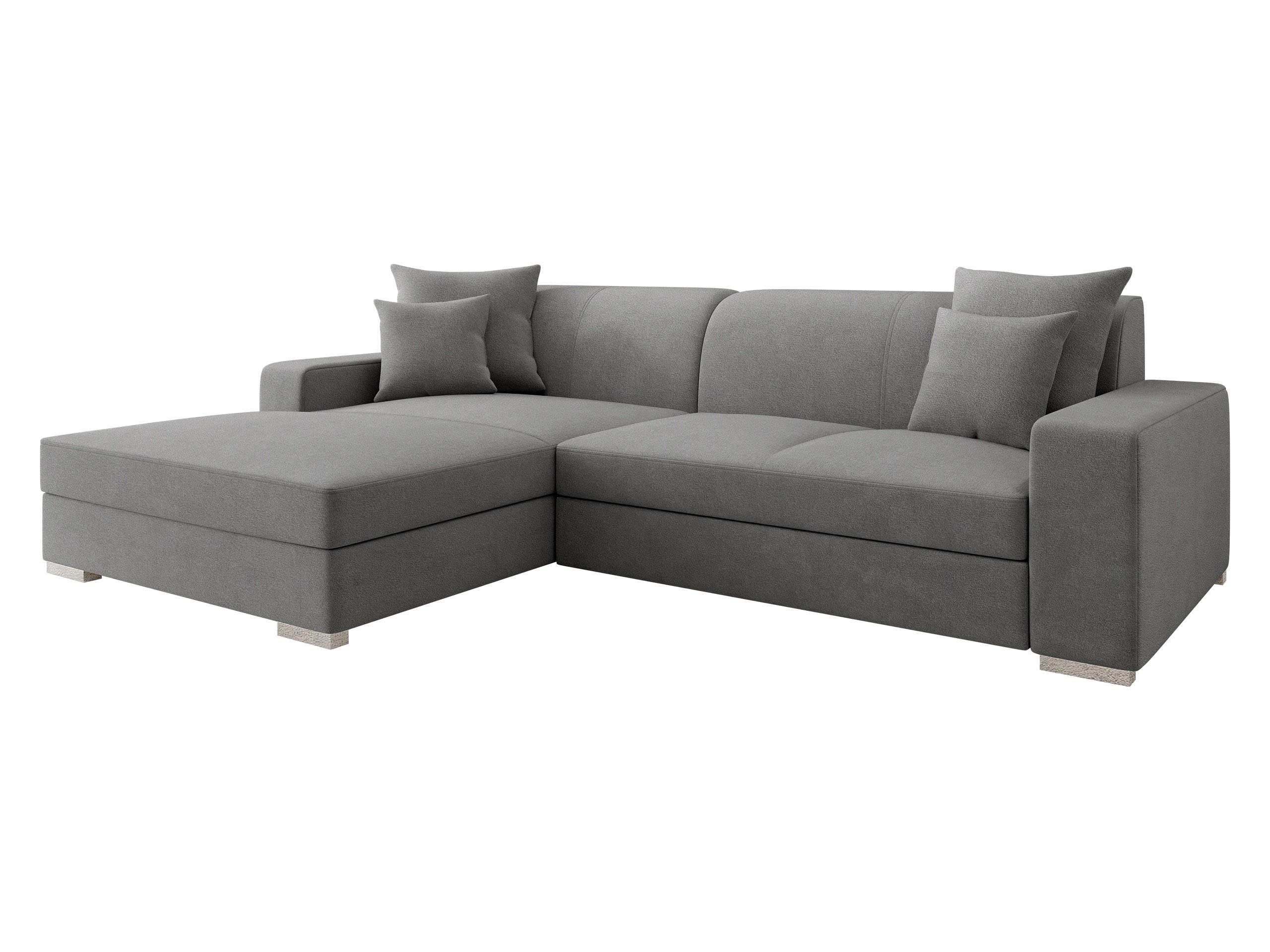 ECKSOFA Mexico, Seite: Links - Chromfarben/Grau, Holz/Kunststoff (263/178cm) - MIRJAN24