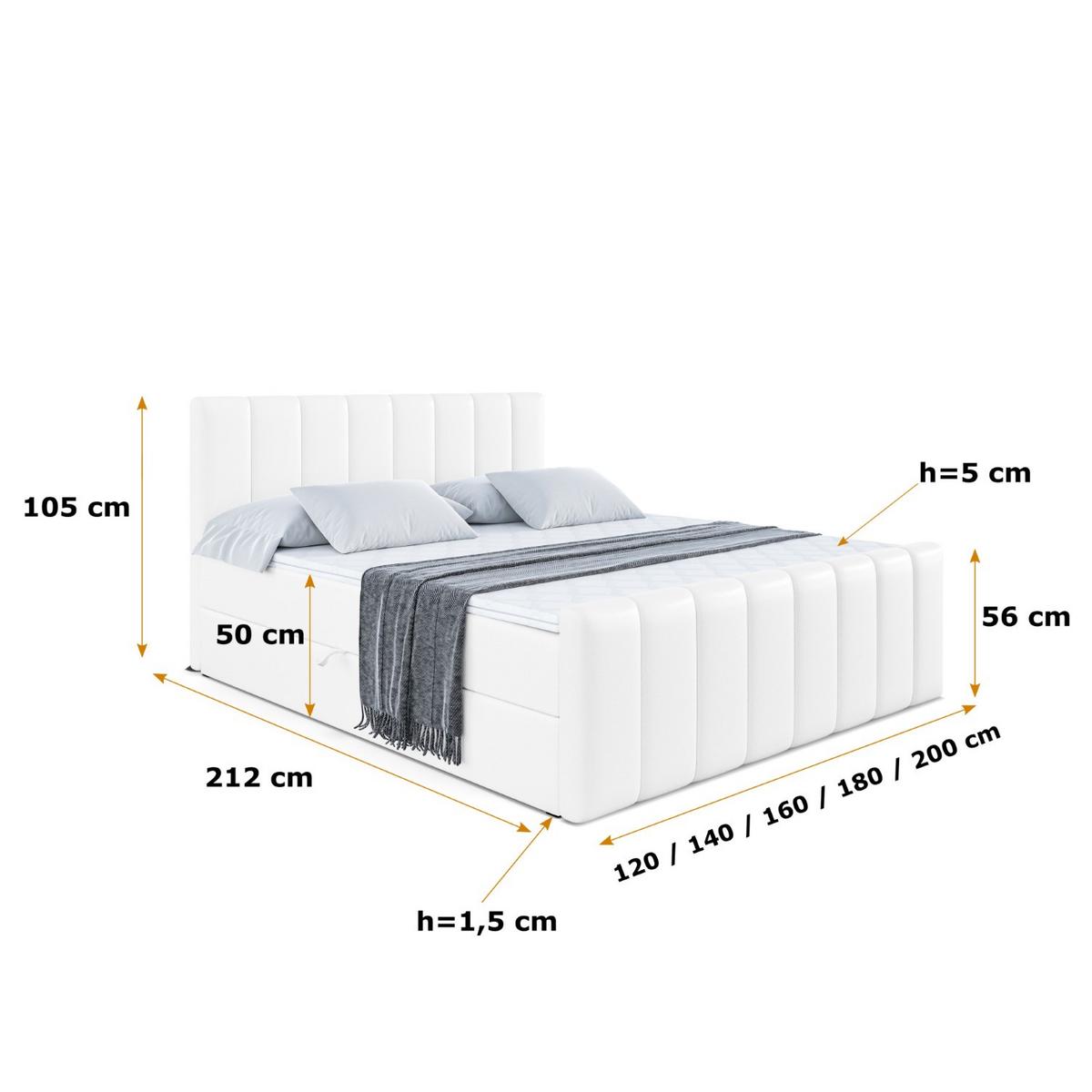 BOXBETT OTTA-Z - 140x200 cm - H4 - Weiß Hochglanz - Weiß Hochglanz, Holzwerkstoff (140/200cm) - ALTDECOR