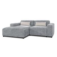 ECKSOFA L Form Jughlio Hellgrau 240/165/75 cm Links mit Schlaffunktion - Hellgrau/Schwarz, Kunststoff/Textil (165/240cm) - AX Living