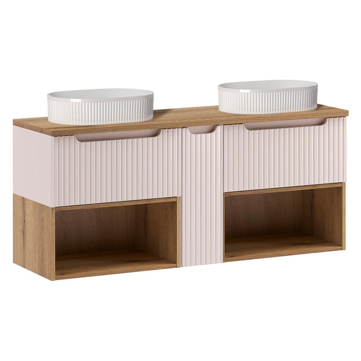 DOPPELWASCHTISCH 140.4cm Riva Kaschmir - Beige, Holzwerkstoff (140.4/60/40cm) - Petits-meubles