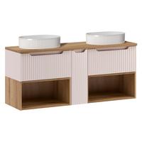 DOPPELWASCHTISCH 140.4cm Riva Kaschmir - Beige, Holzwerkstoff (140.4/60/40cm) - Petits-meubles
