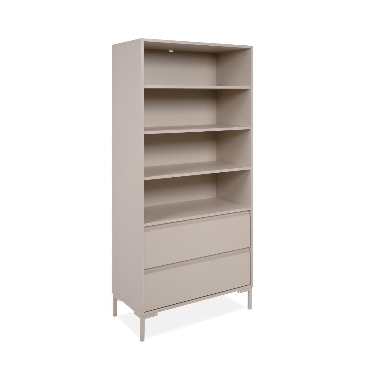 BUCHERREGAL 3 Regalböden und 2 Schubladen, Farbe Kaschmir 40/165/77,5 cm - Beige, Holzwerkstoff (40/165/77.5cm) - Calicosy