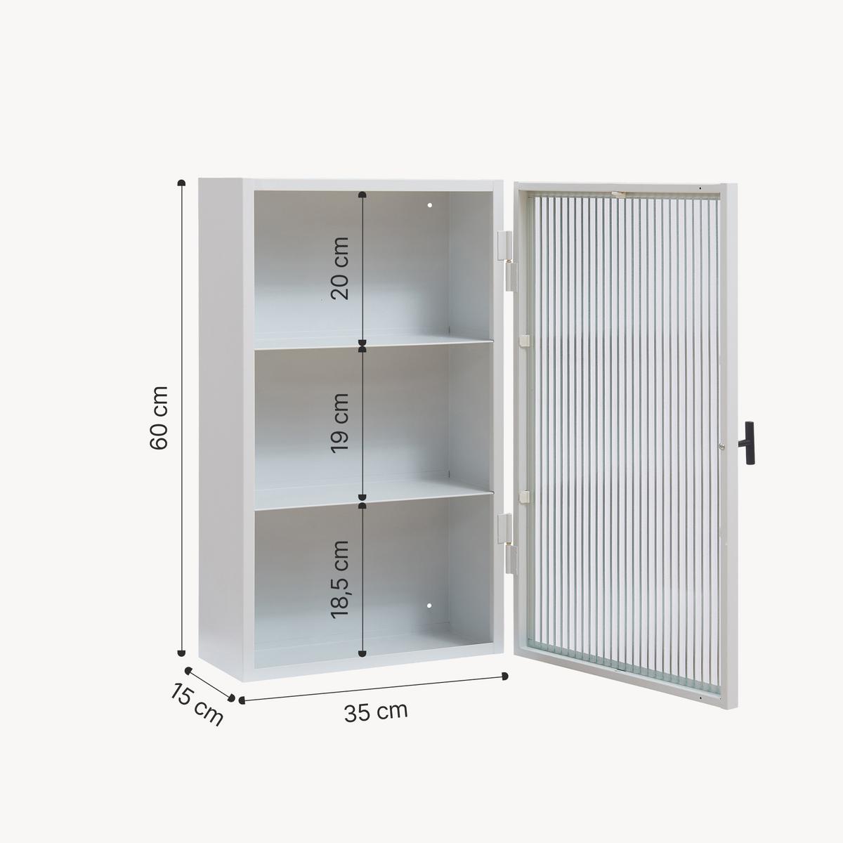 WANDSCHRANK Zundert - Weiß, Glas/Metall (35/60/15cm) - [en.casa]