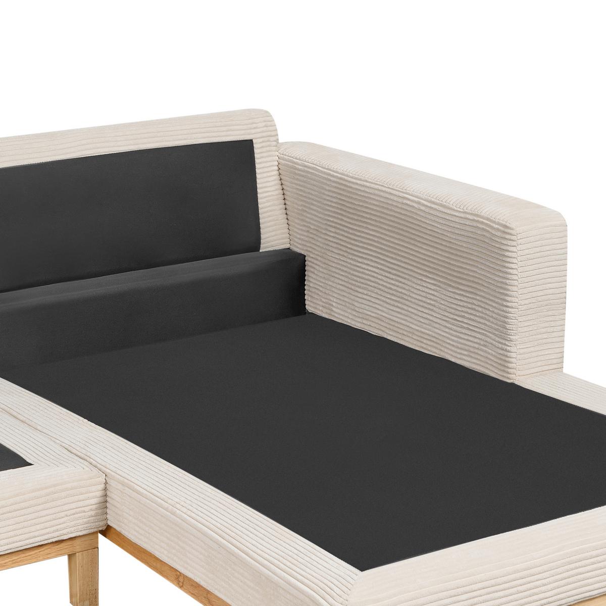 ECKSOFA 4-Sitzer Cord Hellbeige linksseitig Siggard - Beige/Braun, Textil (321/168cm) - Beliani