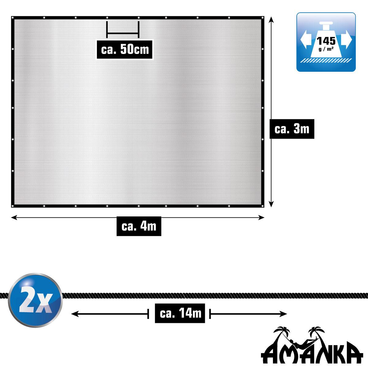 ALUMINIUM-SCHATTENNETZ 3/4 m, Silberfarben - Grau, Metall (400/300cm) - Amanka