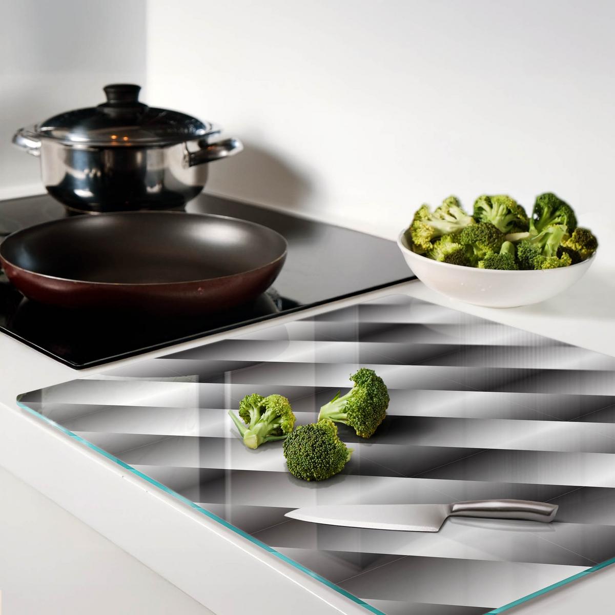 GLASPLATTE 60x52 cm Abstrakte Streifen - Silberfarben, Glas (60/0.4/52cm) - TULUP