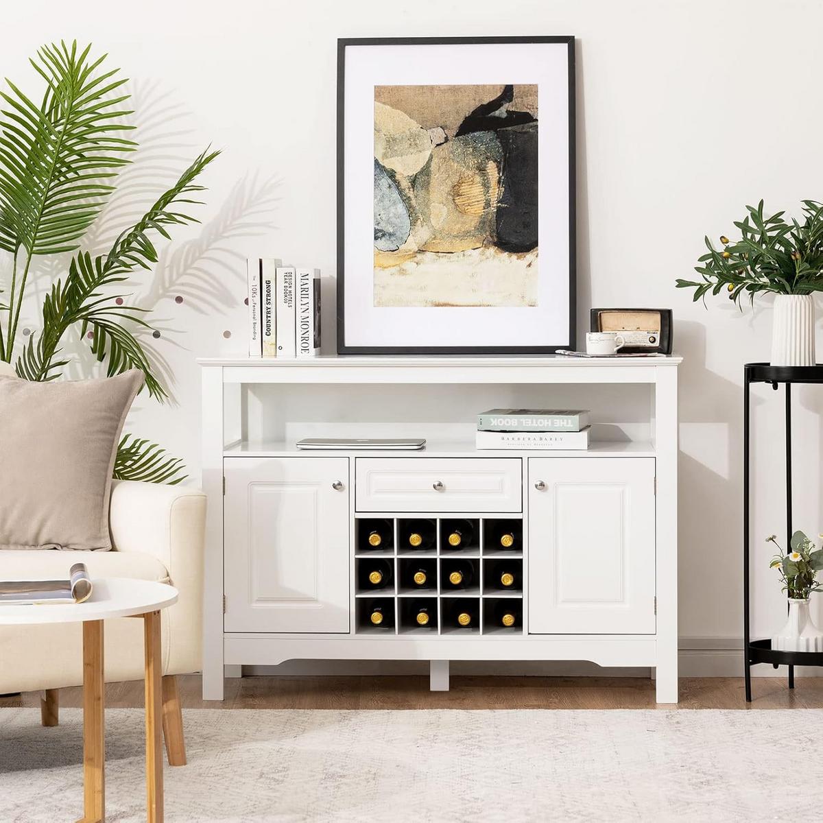 KÜCHENSCHRANK Sideboard Weiß - Weiß, Holz (8.5/83cm) - COSTWAY