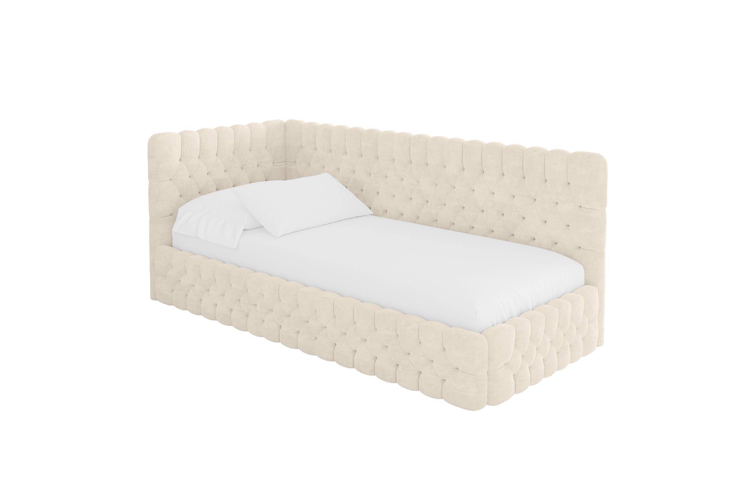 EINZELLBETT Jugendbett mit Bettkasten, Rechts - MULY 100x200 Beige - Naturfarben, Holzwerkstoff/Textil (100/200cm) - ALTDECOR