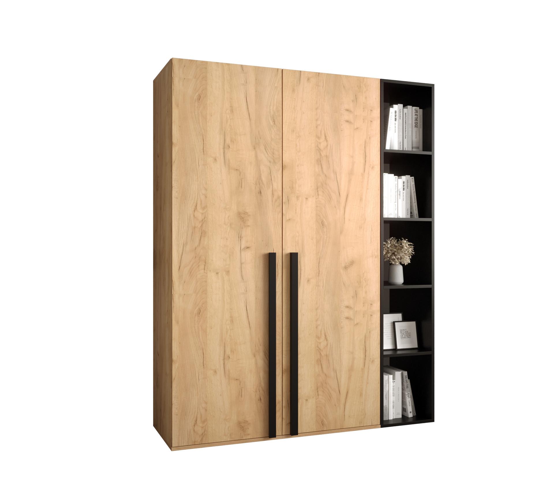 GARDEROBENSCHRANK 130/184/42 - Eichefarben/Schwarz, Holz/Kunststoff (130/184/42cm) - MÖBEL KRYSPOL