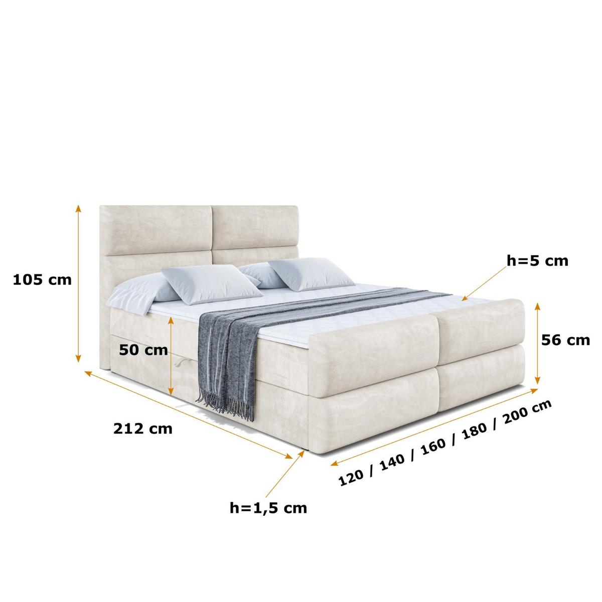 BOXBETT BOXI3-Z - 120x200 cm - H4 - Ecru - Ecru, Holzwerkstoff (120/200cm) - ALTDECOR
