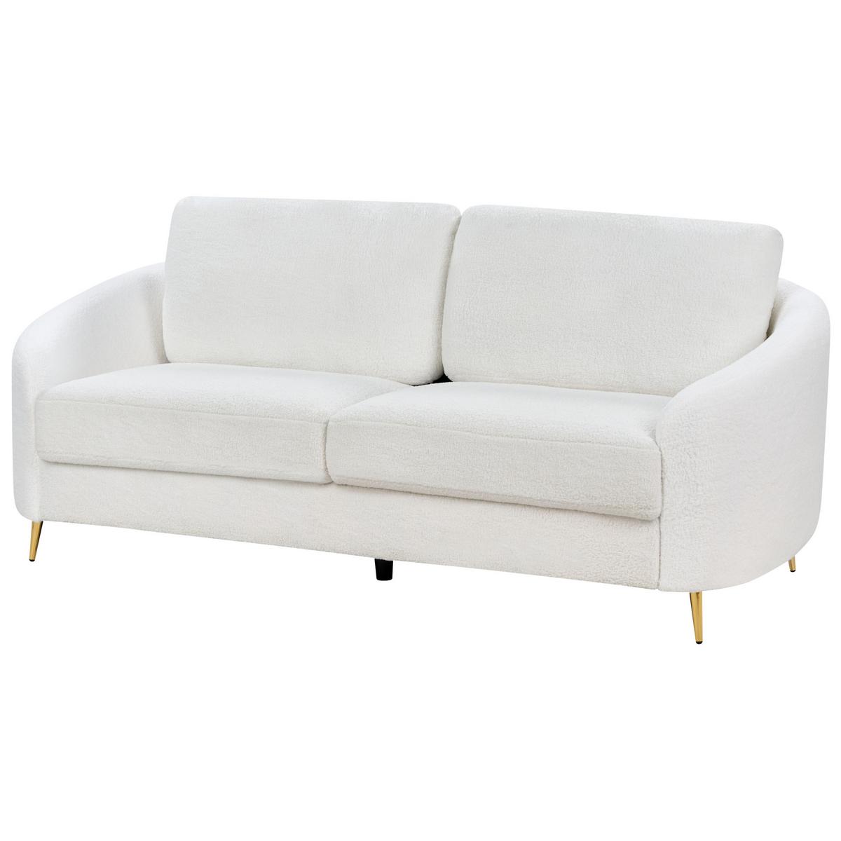 3-SITZER-SOFA Bouclé weiß/gold Trosa - Goldfarben/Weiß, Textil (203/88/86cm) - Beliani
