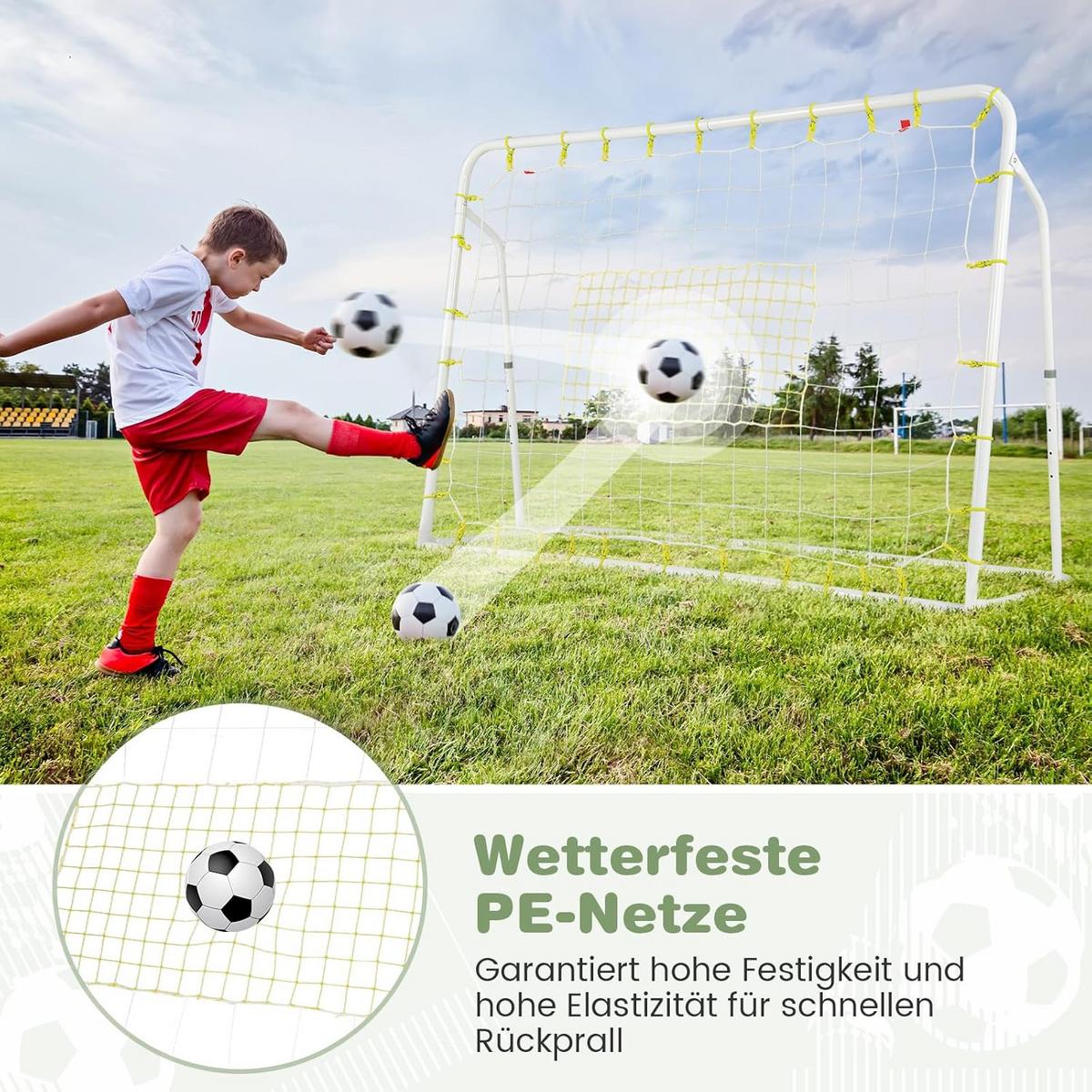 FUBBALLTOR Weiß - Weiß, Metall (187/123/60cm) - COSTWAY